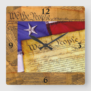 American Constitution We The People Square Wall Clock