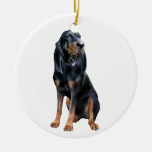 American Coon Hound - Black and Tan Ceramic Tree Decoration