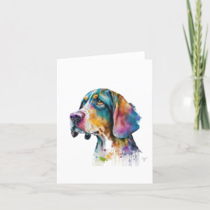 American Coonhound Dog In Watercolor & Pen Holiday Card