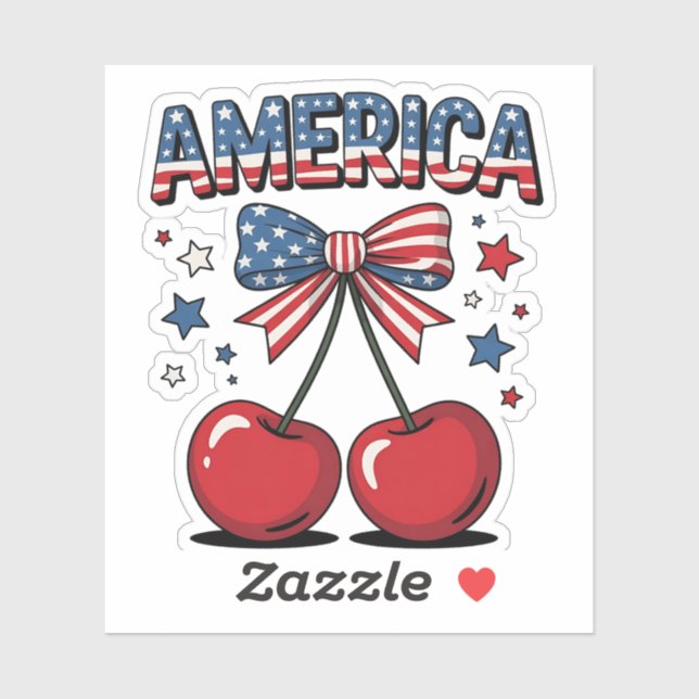 American Coquette Bow Cherry Aesthetic USA Flag  (Sheet)