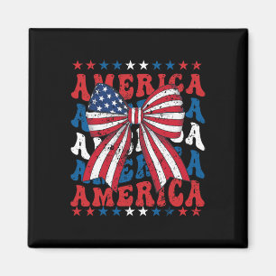 American Coquette Bow Patriotic Usa Flag Happy 4th Magnet