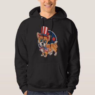 American Corgi Merica 4th of July Kids Boys Girls  Hoodie