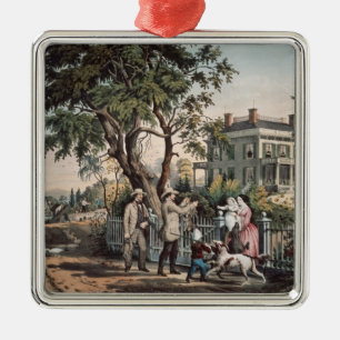 American Country Life - October Afternoon, 1855 Metal Tree Decoration