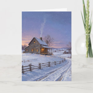 American Countryside Christmas Eve Farmhouse Card