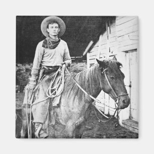 American cowboy in Kansas, c.1880 (b/w photo) Magnet