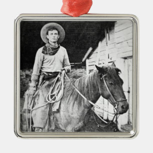 American cowboy in Kansas, c.1880 (b/w photo) Metal Tree Decoration