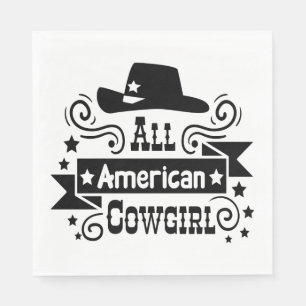 American Cowgirl Hat Princess Western Cowboy Boots Napkin