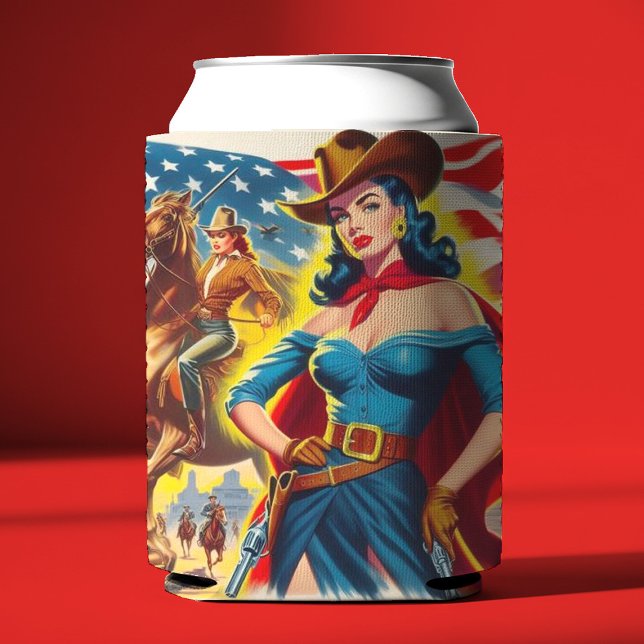 American Cowgirl Pin-up Can Cooler (Creator Uploaded)