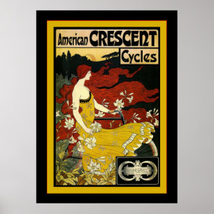 American Crescent Cycles~Vintage Advertising Poster