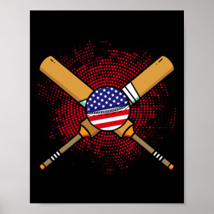 American Cricket Racket And Ll Flag Of Usa  Poster
