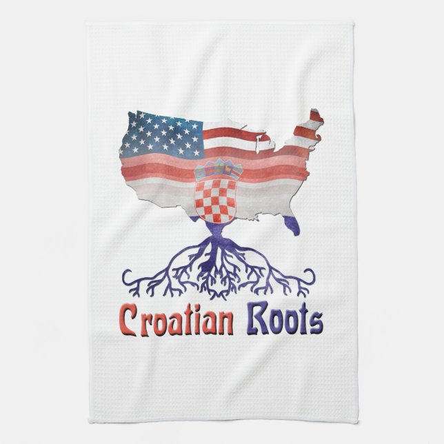 American Croatian Roots Kitchen Towel (Vertical)