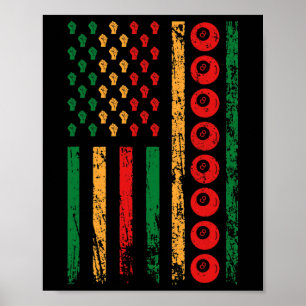American Cue Sports Flag Black Juneteenth Billiard Poster