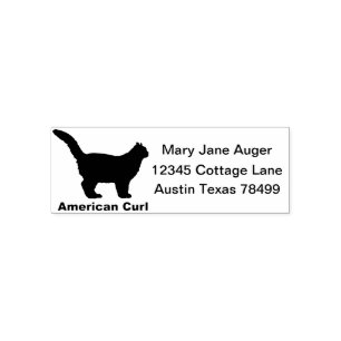 American Curl Cat Personalised Self Address Stamp