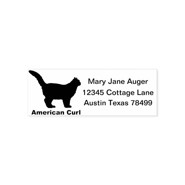 American Curl Cat Personalised Self Address Stamp (Design)