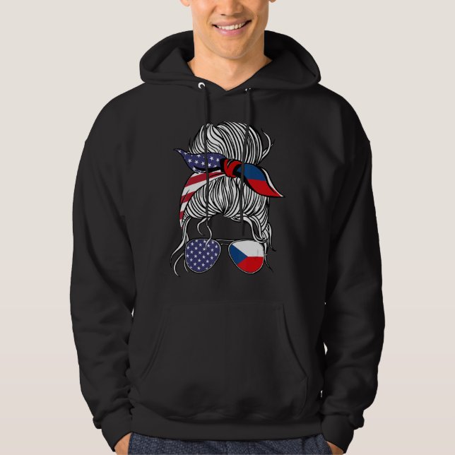 American Czech Patriot Flag Women Girl Czechia Gro Hoodie (Front)