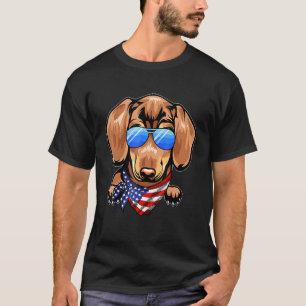 American Dachshund Usa Flag 4th Of July T-Shirt