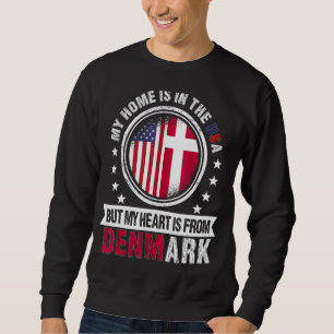 American Danish Flag Heart from Denmark American P Sweatshirt