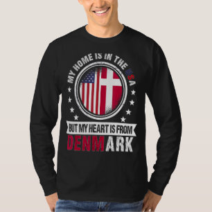American Danish Flag Heart from Denmark American P T-Shirt