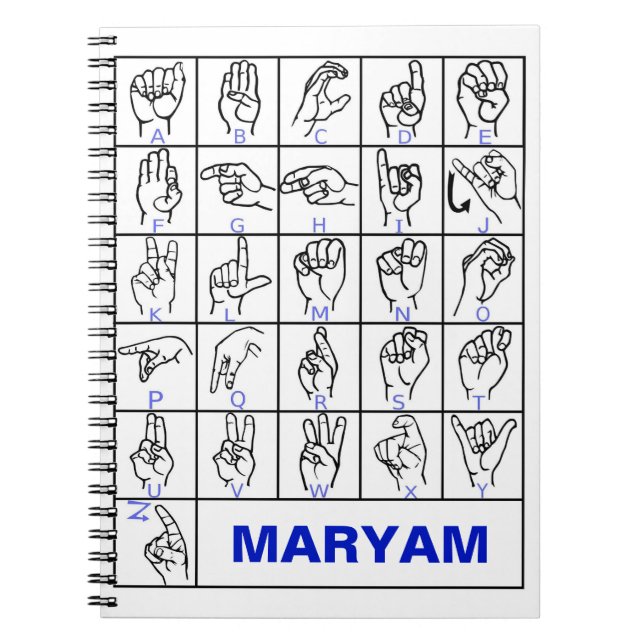 American Deaf Sign Language, ASL Alphabet Notebook (Front)