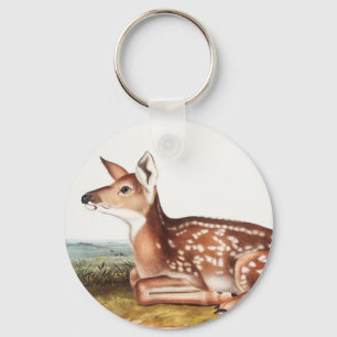 American Deer (Cervus Virginianus) Illustration Key Ring