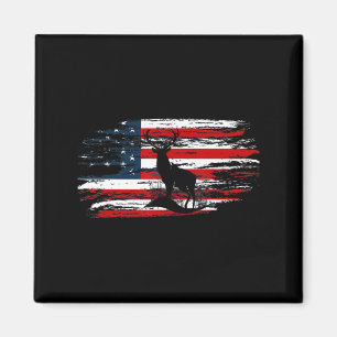 American Deer Hunter Patriotic Vintage US Flag Hun Magnet