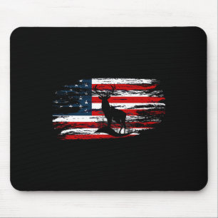 American Deer Hunter Patriotic Vintage Us Flag Hun Mouse Pad