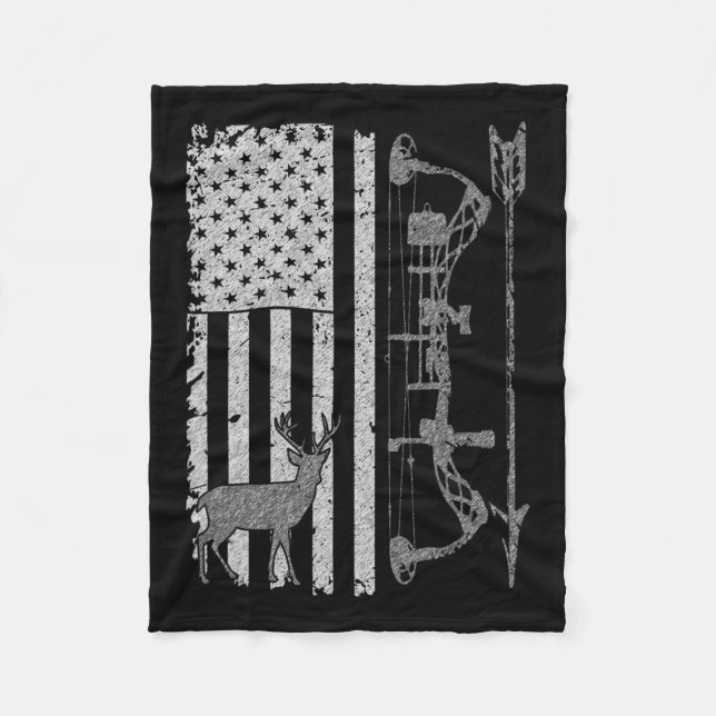 American Deer Hunting Bow Hunter Flag Accessories  Fleece Blanket (Front)