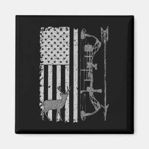 American Deer Hunting Bow Hunter Flag Accessories  Magnet