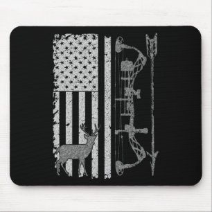 American Deer Hunting Bow Hunter Flag Accessories  Mouse Pad
