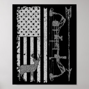 American Deer Hunting Bow Hunter Flag Accessories  Poster