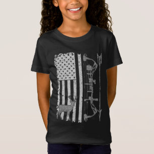 American Deer Hunting Bow Hunter Flag Accessories T-Shirt