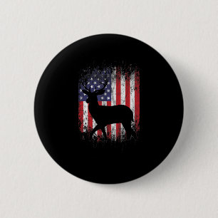 American Deer Hunting Patriotic Hunter Flag Whitet 6 Cm Round Badge