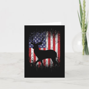 American Deer Hunting Patriotic Hunter Flag Whitet Card