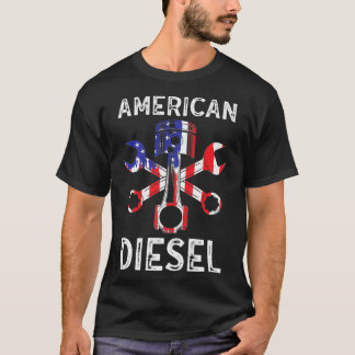 American Diesel American Flag Truck Mechanic T-Shirt