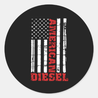 American Diesel Flag Truck Turbo Brothers Classic Round Sticker