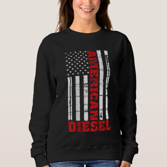 American Diesel Flag Truck Turbo Brothers Sweatshirt (Front)