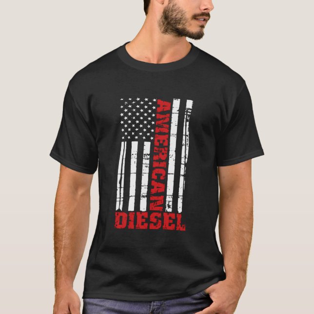American Diesel Flag Truck Turbo Brothers T-Shirt (Front)