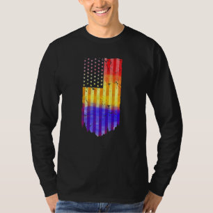 American Distressed Grudge Vertical Flag Teen T-Shirt