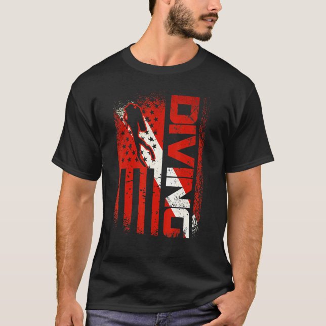 American Diver Down Flag Us Flag Dive T-Shirt (Front)