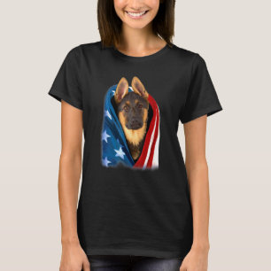 American Dog Flag Cover German Shepherd Independen T-Shirt