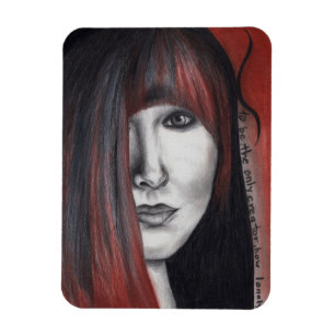 American Doll Woman Portrait Original Art Drawing Magnet