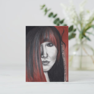 American Doll Woman Portrait Original Art Drawing Postcard