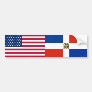 American & Dominican Republic Flags Bumper Sticker