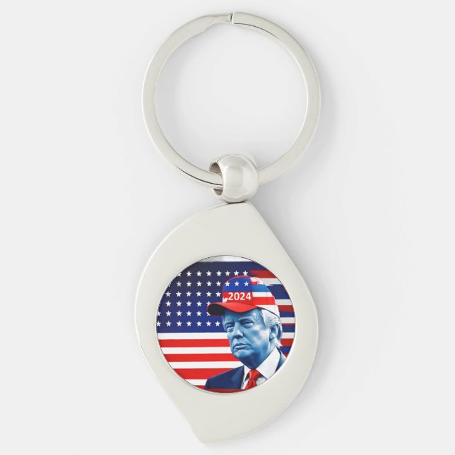 American Donald Trump 2024 Flag Key Ring (Front)