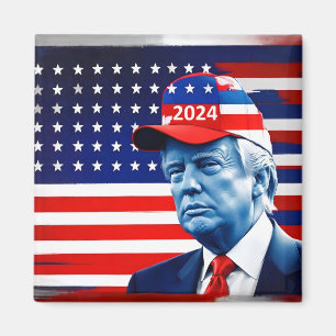 American Donald Trump 2024 Flag Magnet