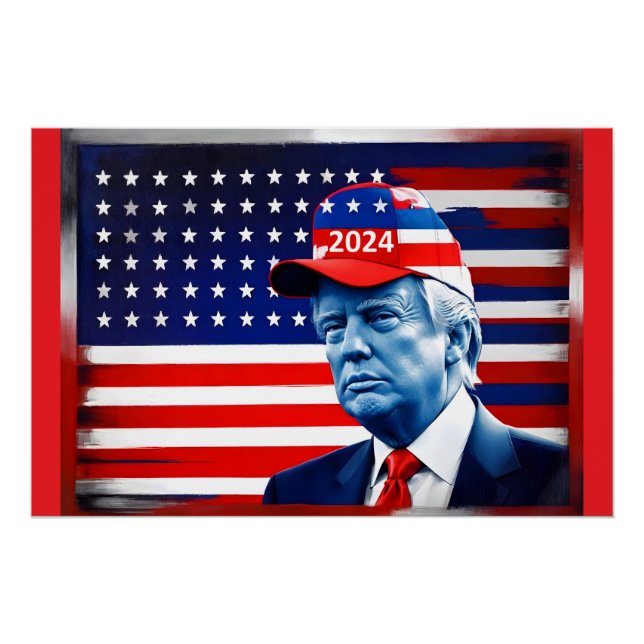 American Donald Trump 2024 Flag Poster (Front)