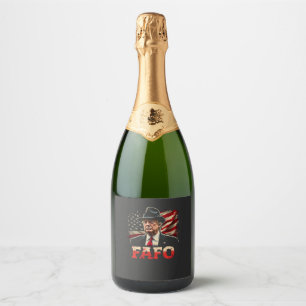 American Donald Trump FAFO USA Flag Patriotic Sparkling Wine Label