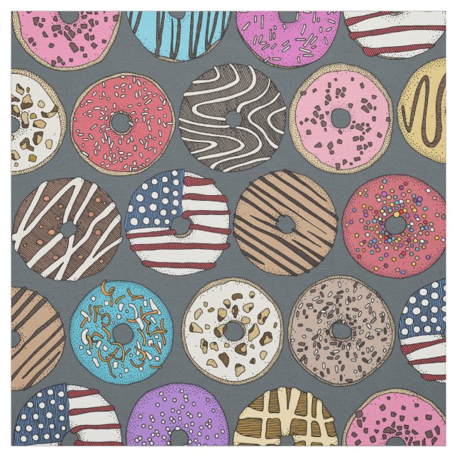 american doughnuts grey fabric (Swatch)