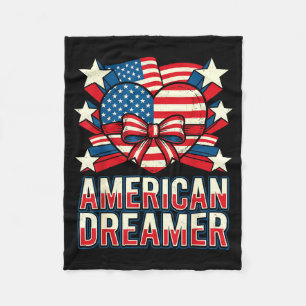 American dreamer patriotic heart stars stripes usa fleece blanket