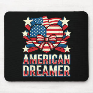 American Dreamer Patriotic Heart Stars Stripes USA Mouse Pad